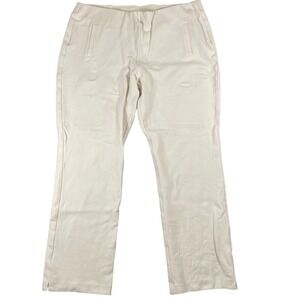 Chico's Pull On Pants Womens 2.5R (16) Neutral Elastic Waist Straight Leg Casual